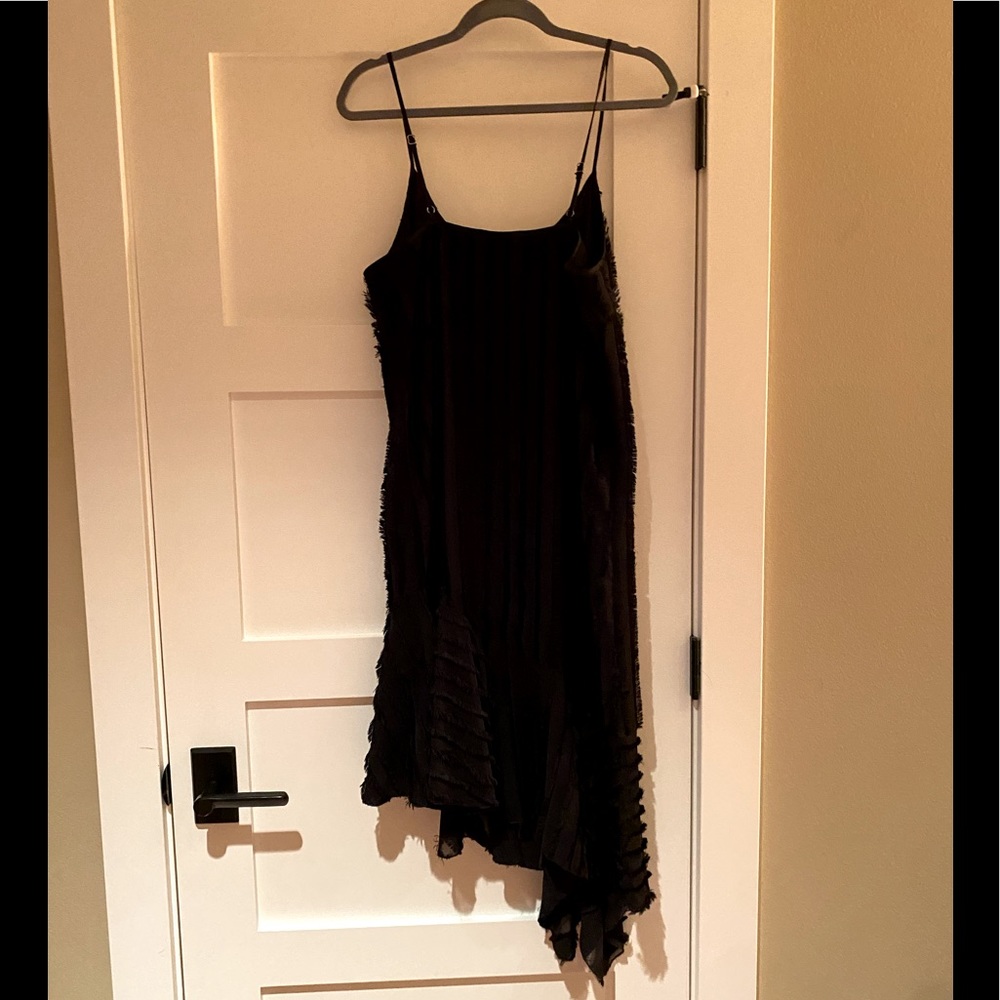 NWT Eri + Ali Asymmetrical Hem Spaghetti Strap Black Dress, Anthropologie, Sz S